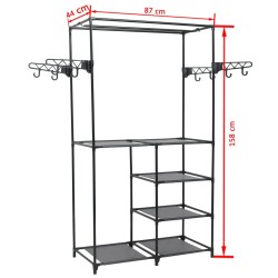 vidaXL Appendiabiti Acciaio e Tessuto non Tessuto 87x44x158 cm Nero