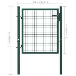 Cancello per Recinzione in Acciaio 100x75 cm Verde