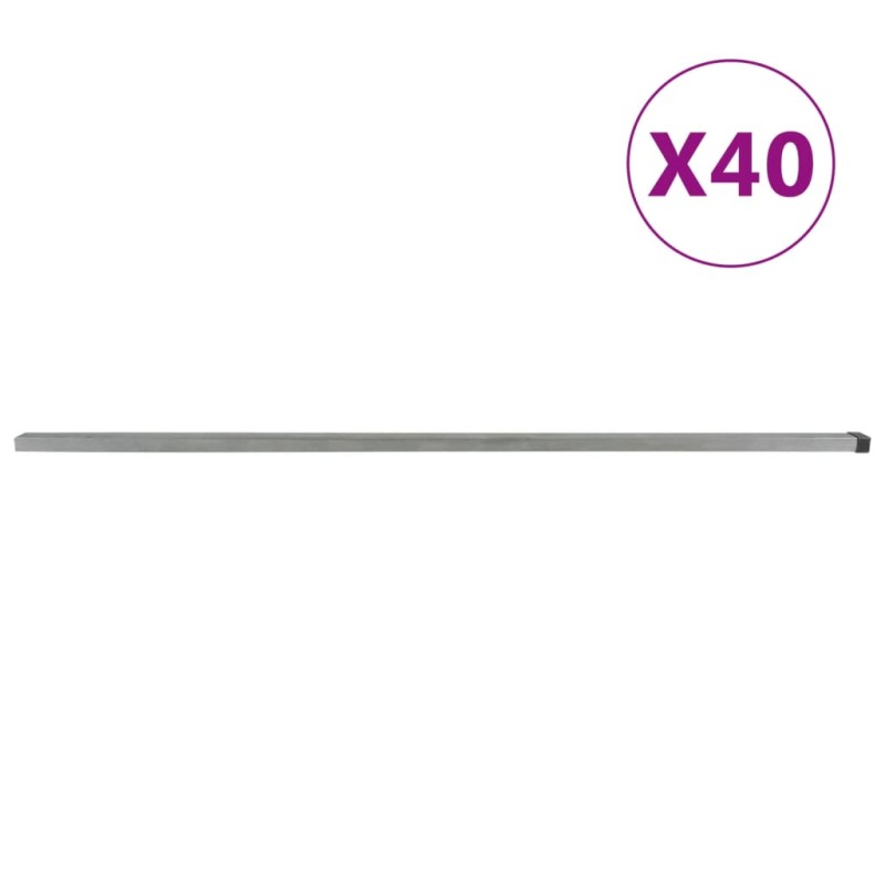 vidaXL Pali per Recinzione da Giardino 40 pz Argento 220 cm in Acciaio