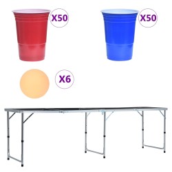 vidaXL Tavolo da Beer Pong Pieghevole con Tazze e Palline 240 cm