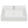 Lavandino con Foro Rubinetto Ceramica Bianca 60,5x42,5x14,5 cm