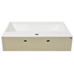 Lavandino con Foro Rubinetto Ceramica Bianca 60,5x42,5x14,5 cm