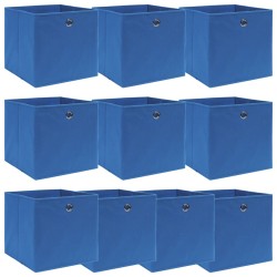 vidaXL Scatole Portaoggetti con Coperchi 10pz Blu 32x32x32 cm Tessuto