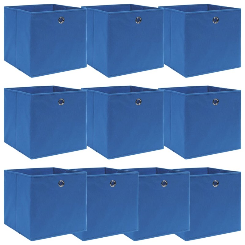 vidaXL Scatole Portaoggetti con Coperchi 10pz Blu 32x32x32 cm Tessuto