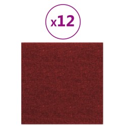    Pannelli Murali 12 pz Rosso Vino 30x30 cm in Tessuto 1,08 m²