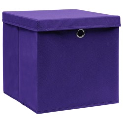 vidaXL Contenitori con Coperchi 10 pz 28x28x28 cm Viola