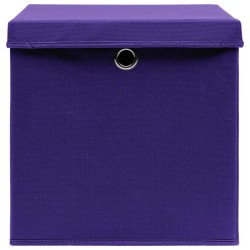 vidaXL Contenitori con Coperchi 10 pz 28x28x28 cm Viola