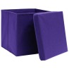 vidaXL Contenitori con Coperchi 10 pz 28x28x28 cm Viola