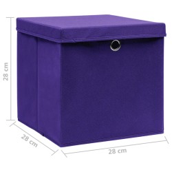 vidaXL Contenitori con Coperchi 10 pz 28x28x28 cm Viola