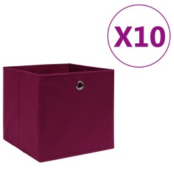 vidaXL Contenitori 10 pz in Tessuto non Tessuto 28x28x28cm Rosso Scuro