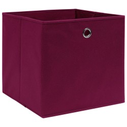 vidaXL Contenitori 10 pz in Tessuto non Tessuto 28x28x28cm Rosso Scuro