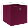 vidaXL Contenitori 10 pz in Tessuto non Tessuto 28x28x28cm Rosso Scuro