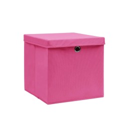 vidaXL Contenitori con Coperchi 10 pz 28x28x28 cm Rosa