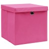 vidaXL Contenitori con Coperchi 10 pz 28x28x28 cm Rosa