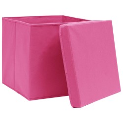 vidaXL Contenitori con Coperchi 10 pz 28x28x28 cm Rosa