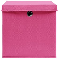 vidaXL Contenitori con Coperchi 10 pz 28x28x28 cm Rosa