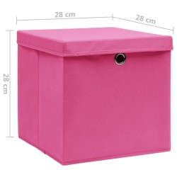 vidaXL Contenitori con Coperchi 10 pz 28x28x28 cm Rosa