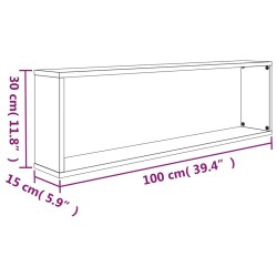 Mensole Parete Cubo 4pz Rovere Marrone 100x15x30cm Multistrato