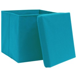 vidaXL Contenitori con Coperchi 10 pz 28x28x28 cm Azzurro