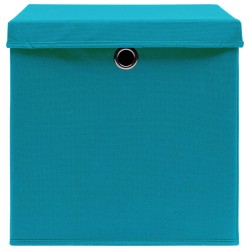 vidaXL Contenitori con Coperchi 10 pz 28x28x28 cm Azzurro