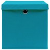 vidaXL Contenitori con Coperchi 10 pz 28x28x28 cm Azzurro