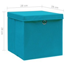 vidaXL Contenitori con Coperchi 10 pz 28x28x28 cm Azzurro