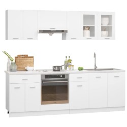 vidaXL Set Armadi da Cucina 8 pz Bianco in Legno ingegnerizzato