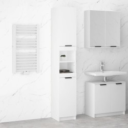   Armadietto da Bagno Bianco 32x34x188,5 cm in Legno Ingegnerizzato