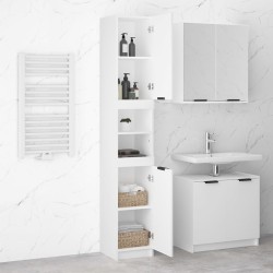   Armadietto da Bagno Bianco 32x34x188,5 cm in Legno Ingegnerizzato