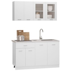 vidaXL Set Armadi da Cucina 4 pz Bianco in Truciolato