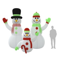   Famiglia Pupazzi di Neve Gonfiabili con LED 360 cm