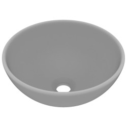   Lavandino Lusso Rotondo Grigio Chiaro Opaco 32,5x14 cm Ceramica