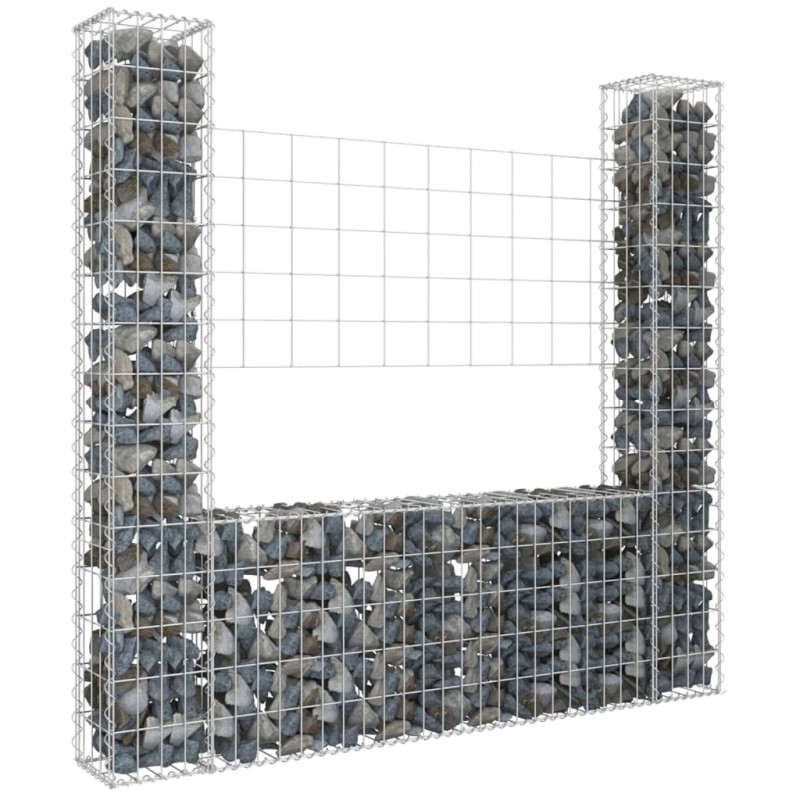   Gabbione a U con 2 Pali in Ferro 140x20x150 cm