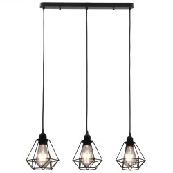   Lampadario con Design Diamante Nero 3 Lampadine E27