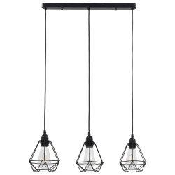   Lampadario con Design Diamante Nero 3 Lampadine E27