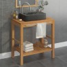 Armadietto da Bagno in Legno di Teak con Lavabo in Marmo Nero