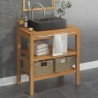 Armadietto da Bagno in Legno di Teak con Lavabo in Marmo Nero