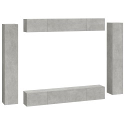   Set Mobili Porta TV 8pz Grigio Cemento in Legno Ingegnerizzato