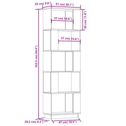  Libreria/Divisorio 51x25x163,5 cm Legno Massello di Pino
