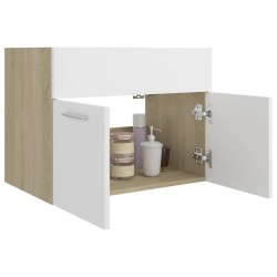 Mobile Sottolavabo Bianco e Rovere 60x38,5x46 cm in Truciolato