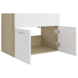 Mobile Sottolavabo Bianco e Rovere 60x38,5x46 cm in Truciolato