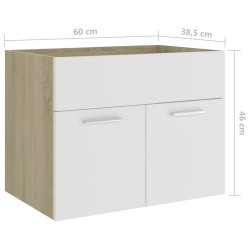 Mobile Sottolavabo Bianco e Rovere 60x38,5x46 cm in Truciolato