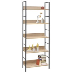   Libreria a 5 Ripiani Rovere 60x27,6x158,5 cm in Truciolato