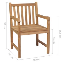 vidaXL Sedie da Giardino 4 pz con Cuscini Blu Massello di Teak