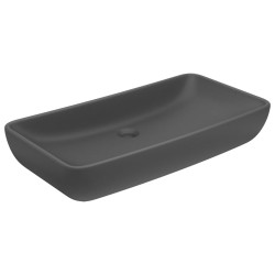 Lavabo Lusso Rettangolare Grigio Scuro Opaco 71x38 cm Ceramica