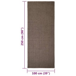 Tappeto in Sisal Naturale 100x250 cm Marrone