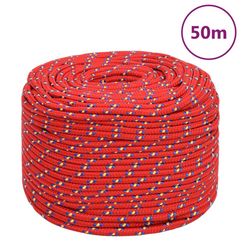 Corda Nautica Rossa 8 mm 50 m in Polipropilene