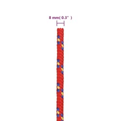 Corda Nautica Rossa 8 mm 50 m in Polipropilene