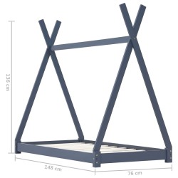   Giroletto per Bambini Grigio in Massello di Pino 70x140 cm