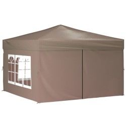 Tenda per Feste Pieghevole con Pareti Laterali Tortora 3x3 m